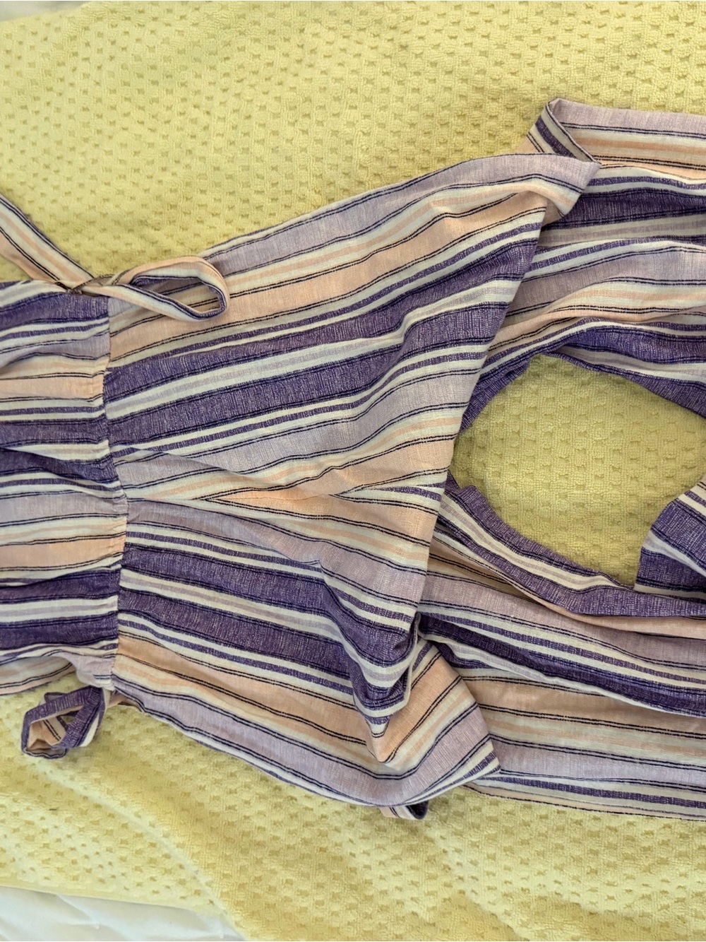 a.n.a Purple and Cream Striped Tie-Back Jumpsuit